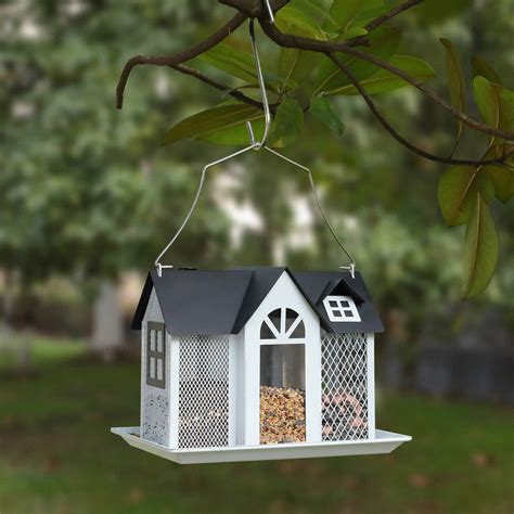 metal bird house feeder|metal bird feeders for outdoors hanging.